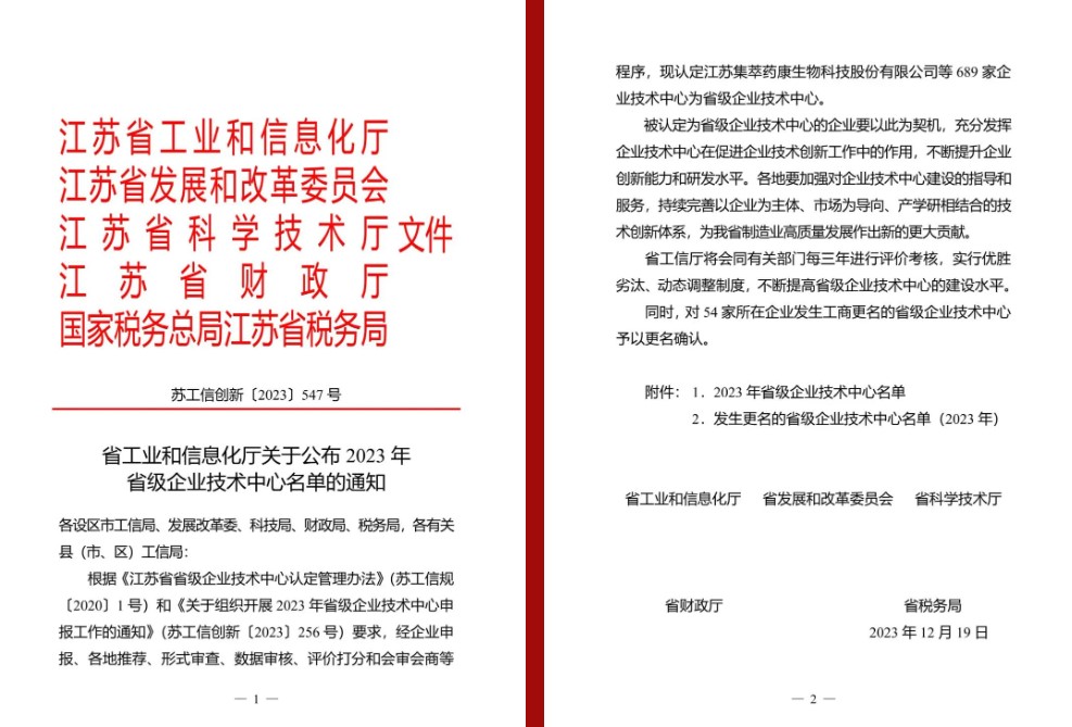 熱烈慶祝我公司通過江蘇省企業(yè)技術(shù)中心認定